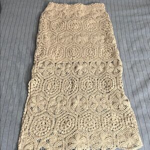 Ultra  Cream Crochet Pencil Skirt